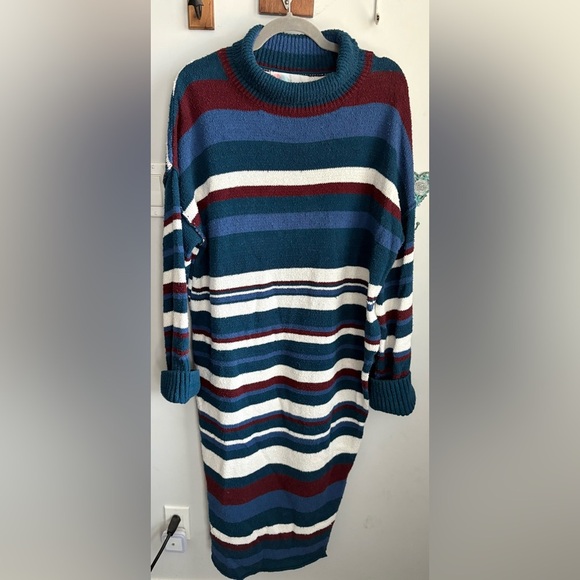 Striped Knit Sweater Dress - Picture 1 of 7
